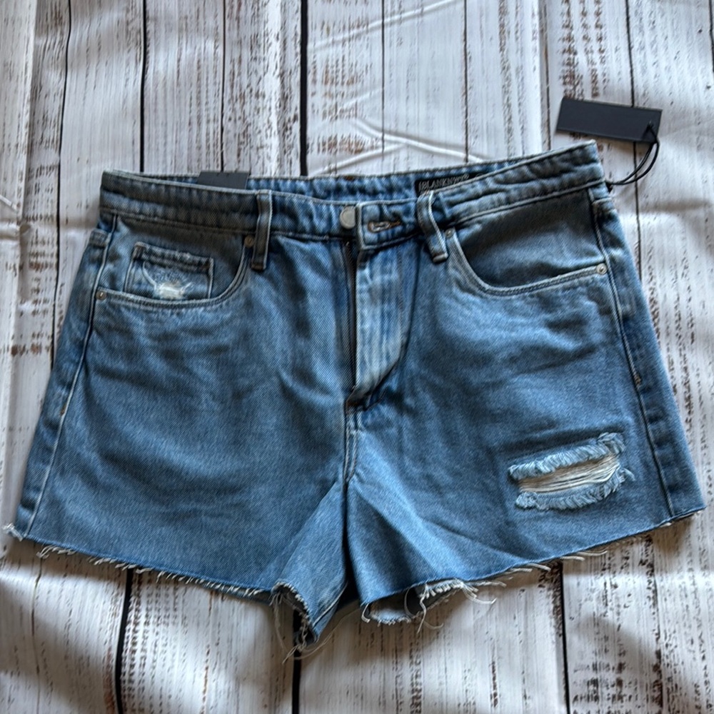 Blank NYC Blue Jean Shorts Distressed High-Waisted